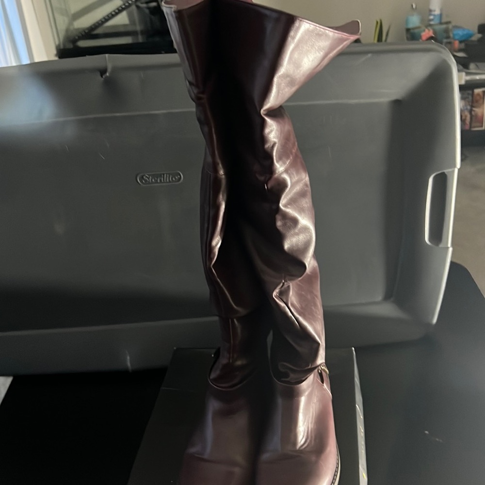 Burgundy Knee High Boots